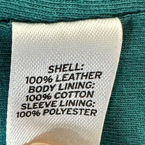 HINGE Women's Scalloped Zipper Front Soft Leather Jacket Teal Size Medium - Picture 12 of 14